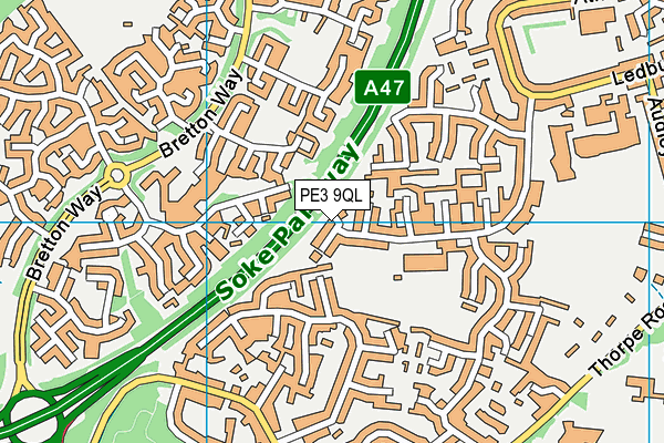 PE3 9QL map - OS VectorMap District (Ordnance Survey)