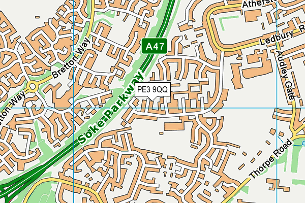 PE3 9QQ map - OS VectorMap District (Ordnance Survey)