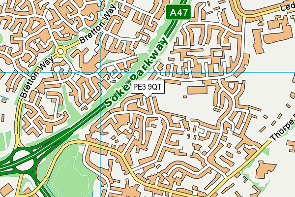 PE3 9QT map - OS VectorMap District (Ordnance Survey)