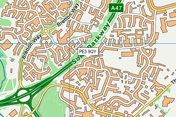 PE3 9QY map - OS VectorMap District (Ordnance Survey)