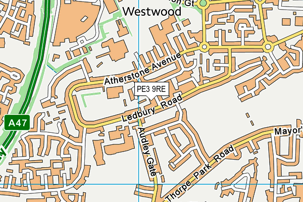 PE3 9RE map - OS VectorMap District (Ordnance Survey)
