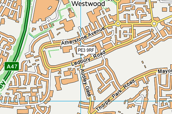 PE3 9RF map - OS VectorMap District (Ordnance Survey)