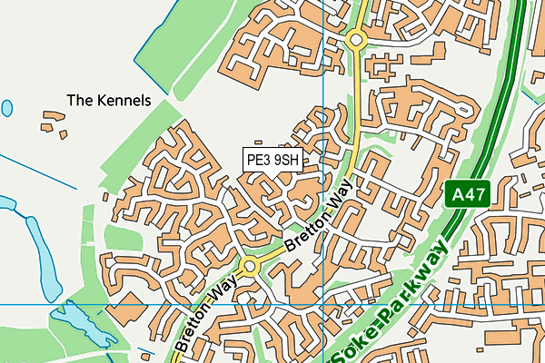 PE3 9SH map - OS VectorMap District (Ordnance Survey)