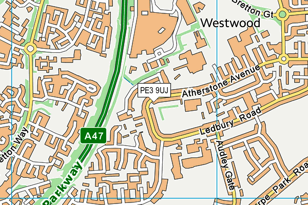 PE3 9UJ map - OS VectorMap District (Ordnance Survey)