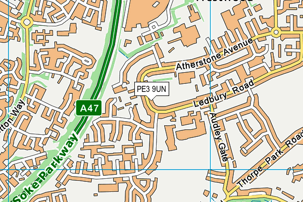 PE3 9UN map - OS VectorMap District (Ordnance Survey)