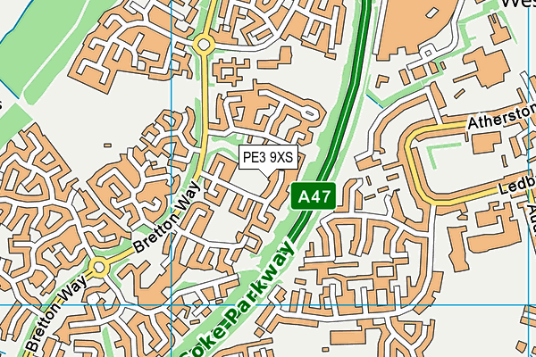PE3 9XS map - OS VectorMap District (Ordnance Survey)