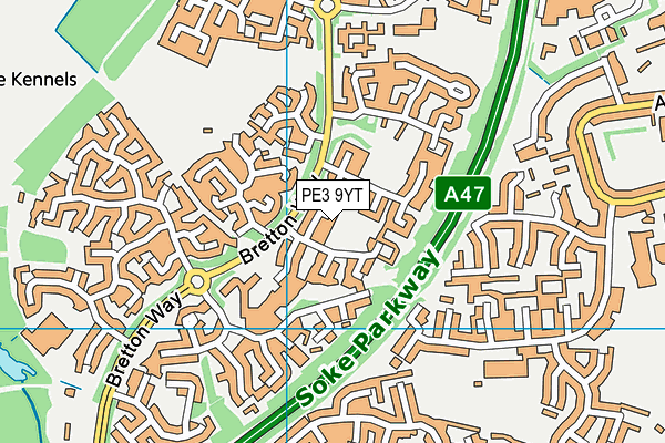 PE3 9YT map - OS VectorMap District (Ordnance Survey)