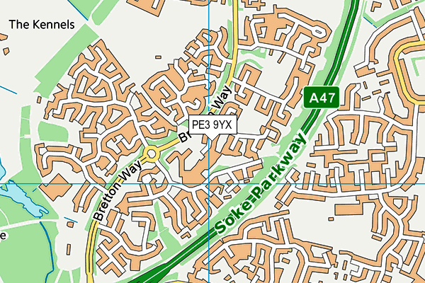 PE3 9YX map - OS VectorMap District (Ordnance Survey)