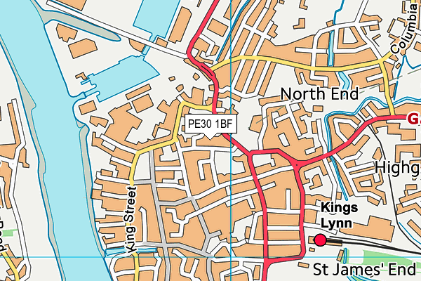 PE30 1BF map - OS VectorMap District (Ordnance Survey)