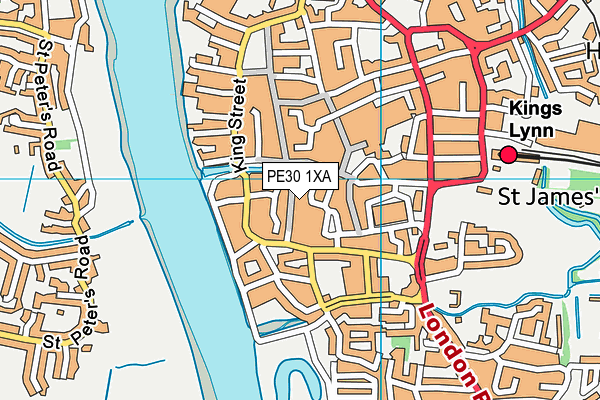 PE30 1XA map - OS VectorMap District (Ordnance Survey)