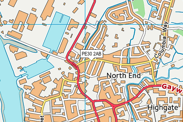 PE30 2AB map - OS VectorMap District (Ordnance Survey)