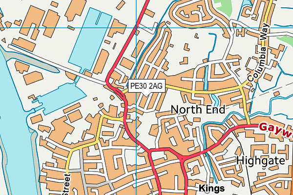 PE30 2AG map - OS VectorMap District (Ordnance Survey)