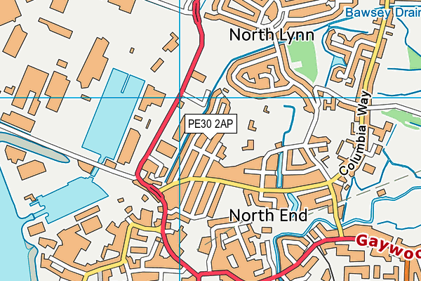 PE30 2AP map - OS VectorMap District (Ordnance Survey)