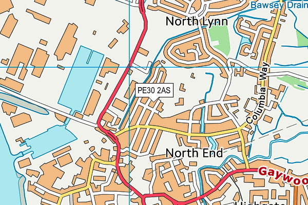 PE30 2AS map - OS VectorMap District (Ordnance Survey)
