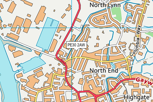 PE30 2AW map - OS VectorMap District (Ordnance Survey)