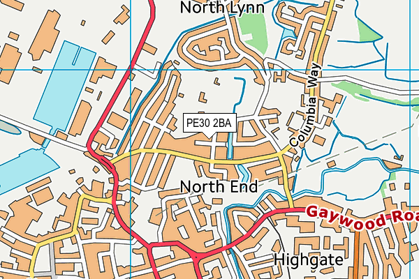 PE30 2BA map - OS VectorMap District (Ordnance Survey)