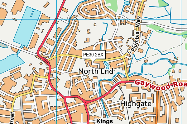 PE30 2BX map - OS VectorMap District (Ordnance Survey)