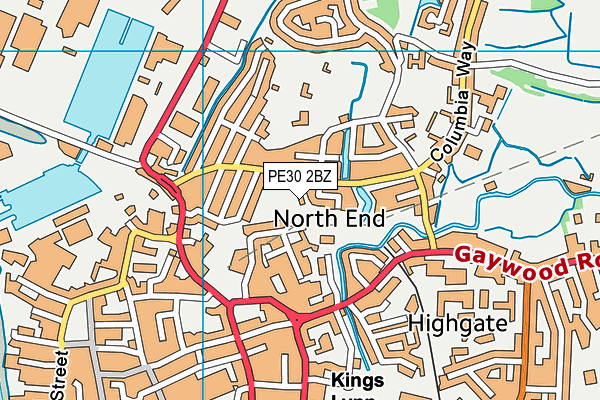 PE30 2BZ map - OS VectorMap District (Ordnance Survey)