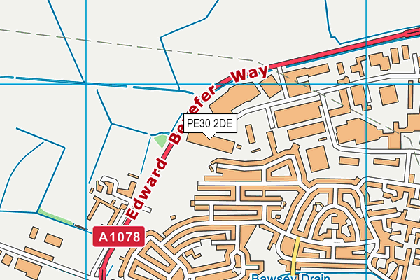PE30 2DE map - OS VectorMap District (Ordnance Survey)