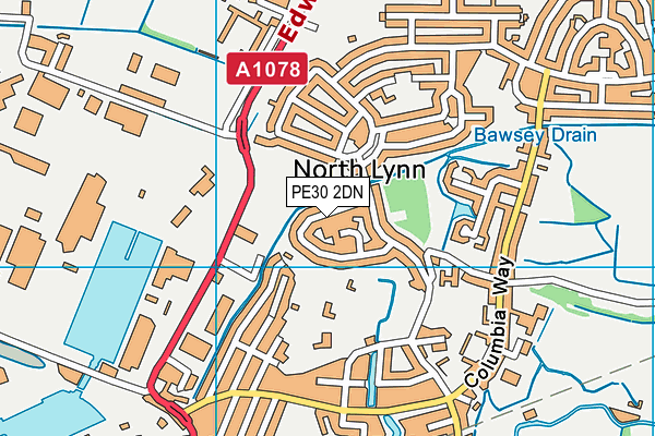 PE30 2DN map - OS VectorMap District (Ordnance Survey)