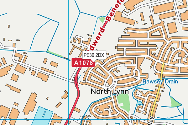 PE30 2DX map - OS VectorMap District (Ordnance Survey)