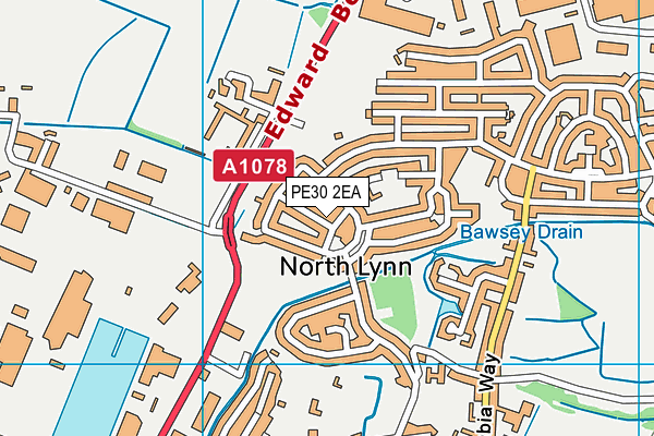 PE30 2EA map - OS VectorMap District (Ordnance Survey)