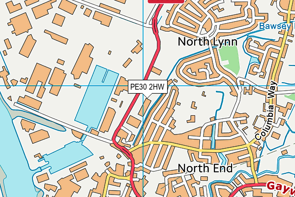 PE30 2HW map - OS VectorMap District (Ordnance Survey)