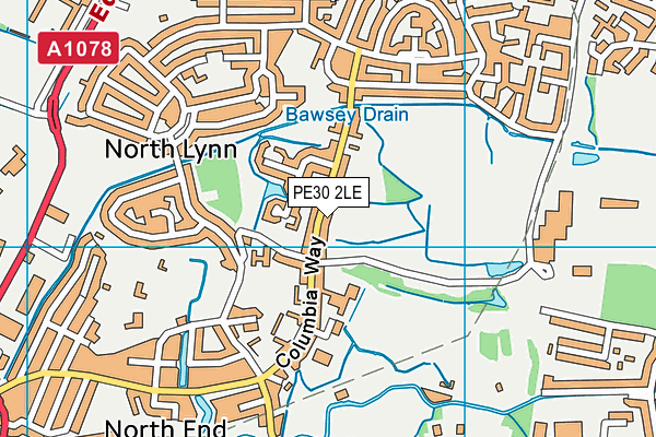 PE30 2LE map - OS VectorMap District (Ordnance Survey)