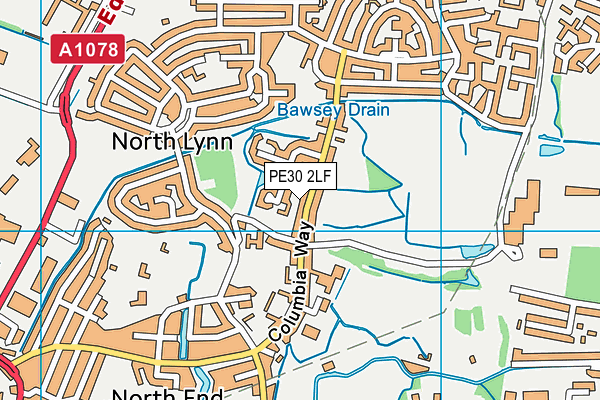 PE30 2LF map - OS VectorMap District (Ordnance Survey)