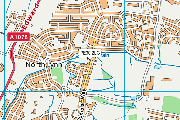 PE30 2LG map - OS VectorMap District (Ordnance Survey)