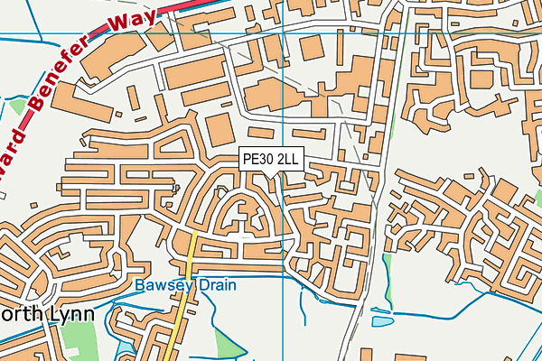 PE30 2LL map - OS VectorMap District (Ordnance Survey)