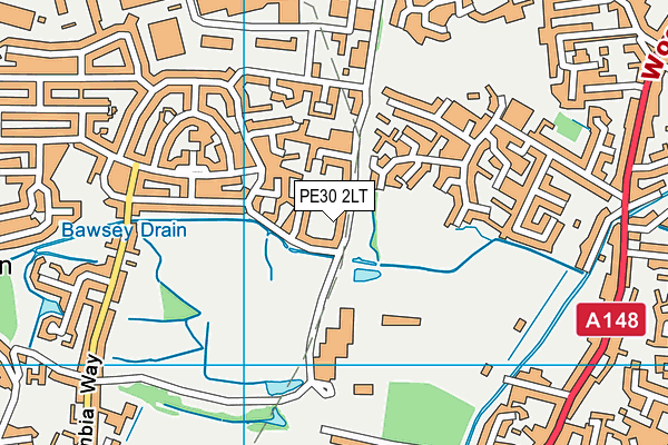 PE30 2LT map - OS VectorMap District (Ordnance Survey)