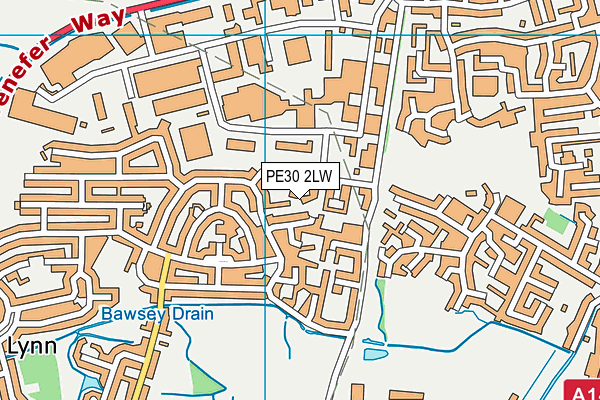 PE30 2LW map - OS VectorMap District (Ordnance Survey)
