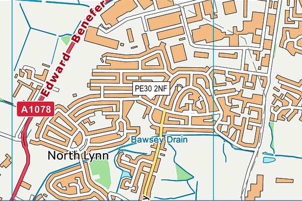 PE30 2NF map - OS VectorMap District (Ordnance Survey)