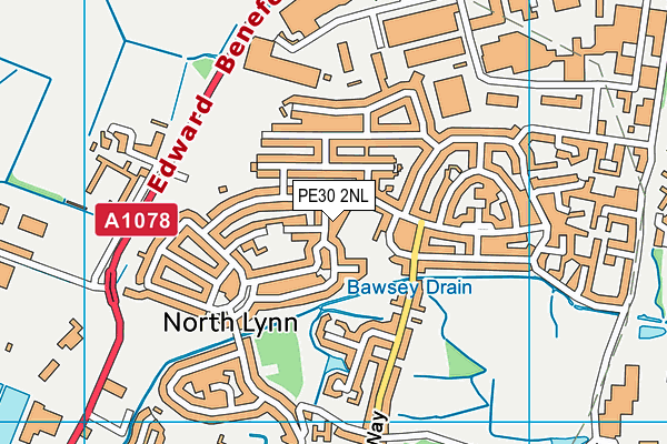 PE30 2NL map - OS VectorMap District (Ordnance Survey)