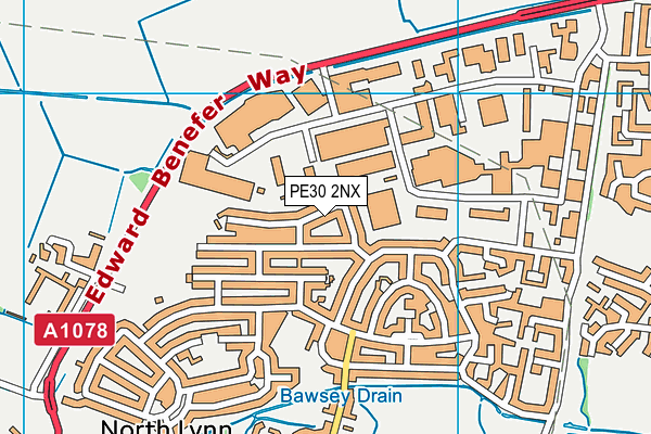 PE30 2NX map - OS VectorMap District (Ordnance Survey)