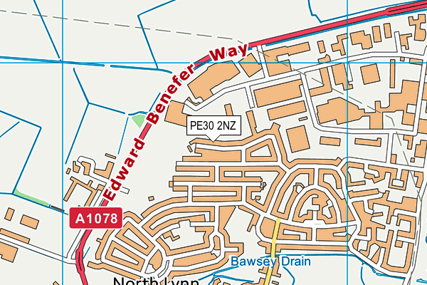 PE30 2NZ map - OS VectorMap District (Ordnance Survey)