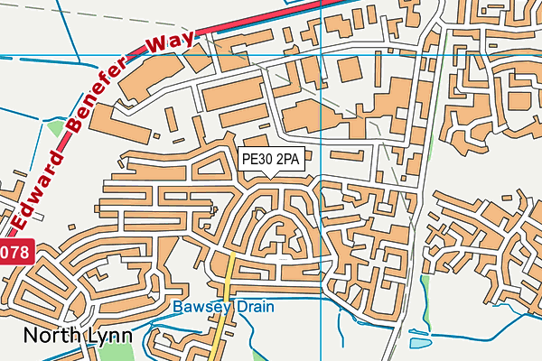 PE30 2PA map - OS VectorMap District (Ordnance Survey)