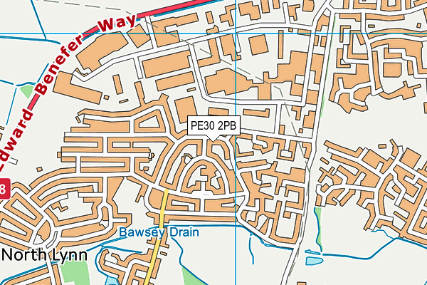 PE30 2PB map - OS VectorMap District (Ordnance Survey)