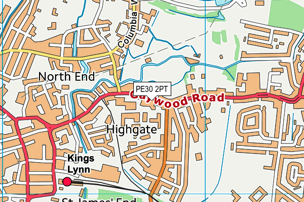 Magdalen Road Playing Field (Closed) map (PE30 2PT) - OS VectorMap District (Ordnance Survey)