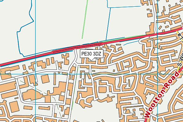 PE30 3DZ map - OS VectorMap District (Ordnance Survey)