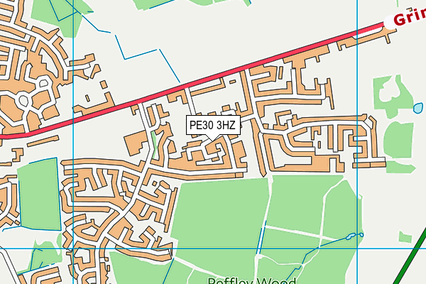 PE30 3HZ map - OS VectorMap District (Ordnance Survey)