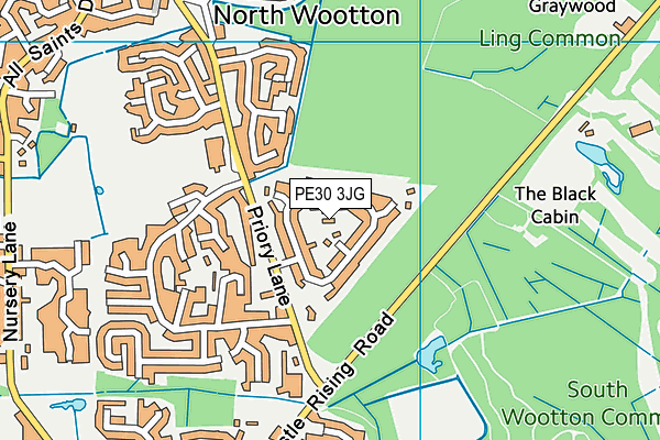 PE30 3JG map - OS VectorMap District (Ordnance Survey)