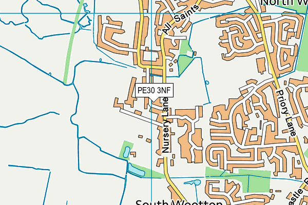 PE30 3NF map - OS VectorMap District (Ordnance Survey)