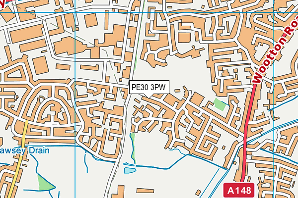 PE30 3PW map - OS VectorMap District (Ordnance Survey)