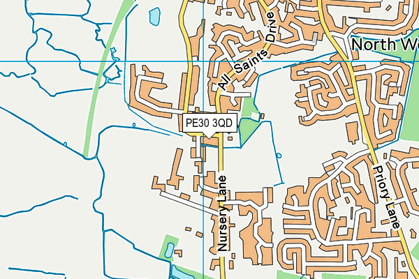 PE30 3QD map - OS VectorMap District (Ordnance Survey)