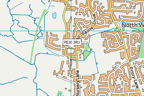 PE30 3RU map - OS VectorMap District (Ordnance Survey)