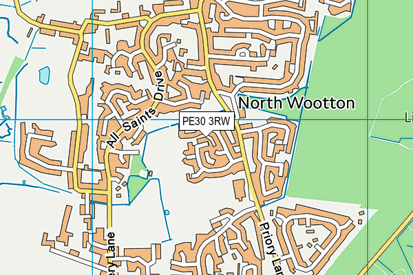 PE30 3RW map - OS VectorMap District (Ordnance Survey)
