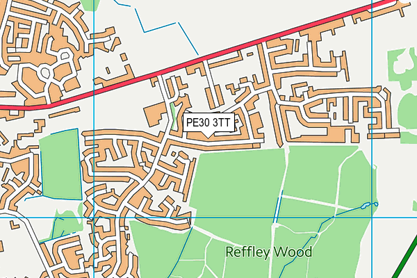 PE30 3TT map - OS VectorMap District (Ordnance Survey)