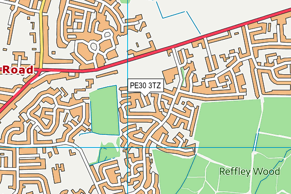 PE30 3TZ map - OS VectorMap District (Ordnance Survey)